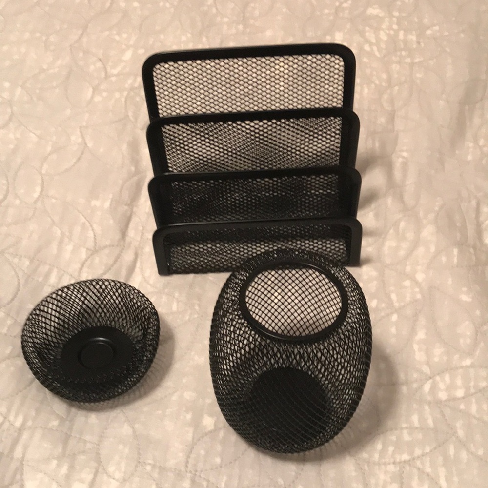 3 piece black metal office storage & organization